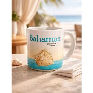 VINTAGE 2009 Starbucks Global Icon BAHAMAS Coffee Tea Cup Mug Interior Blue 16oz